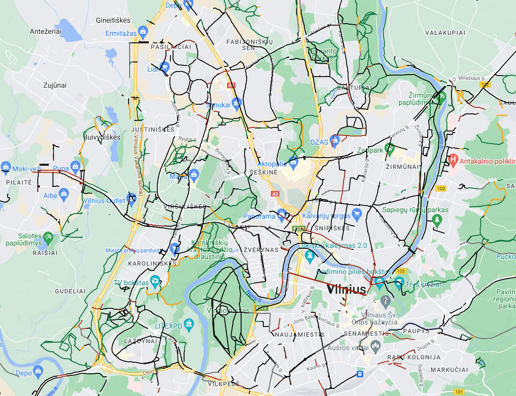 Vilnius cycling routes
