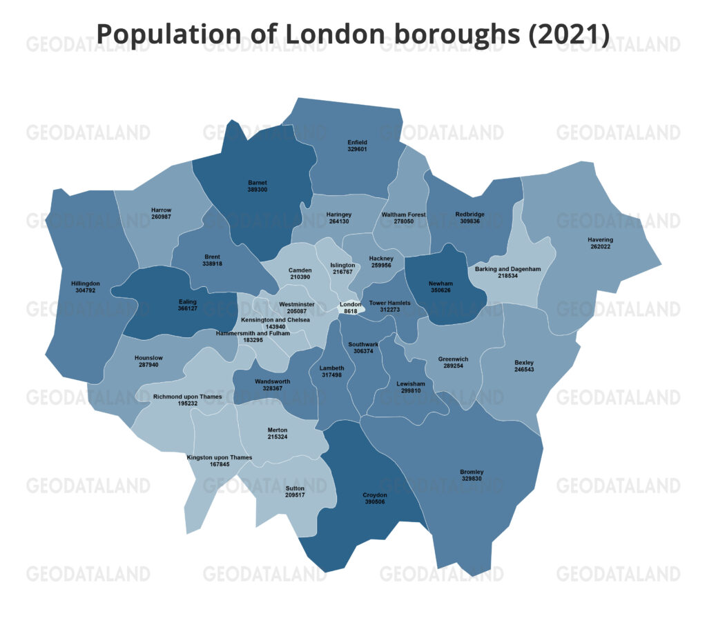 Population of London boroughs in 2021