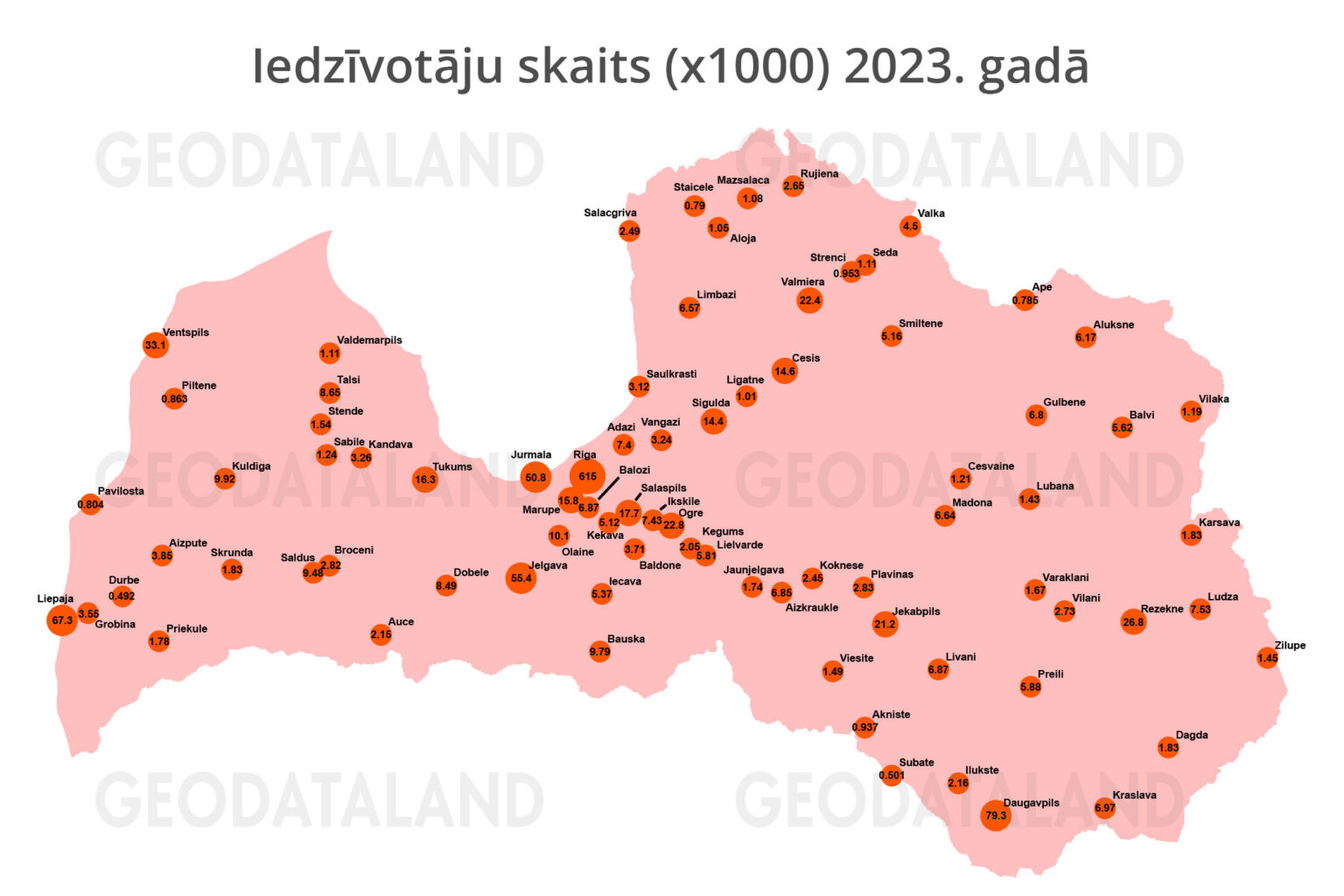 Lielākās pilsētas Latvijā | GEODATALAND