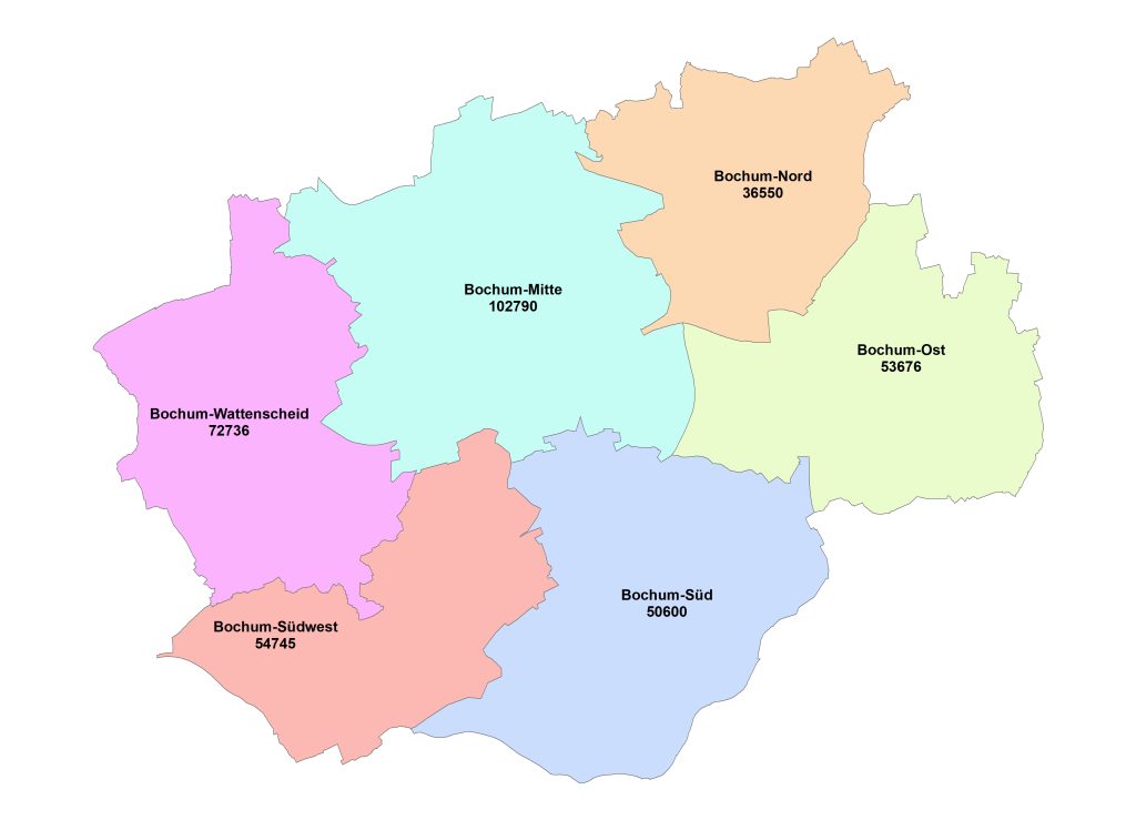 Population in boroughs of Bochum