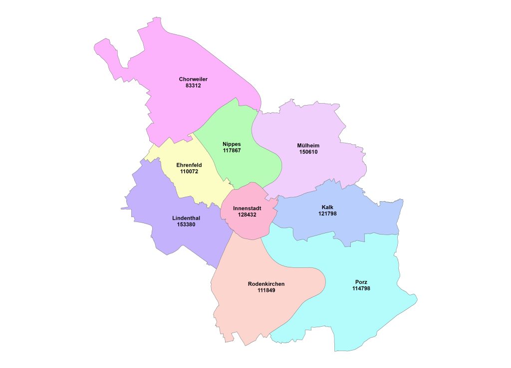 Population in boroughs of Cologne