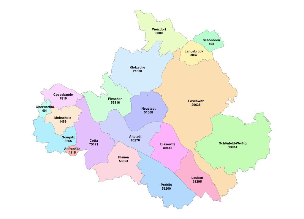 Population in boroughs of Dresden