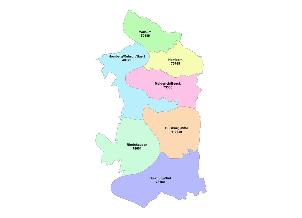 Population in boroughs of Duisburg