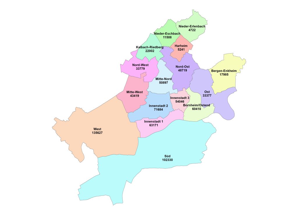Population in boroughs of Frankfurt