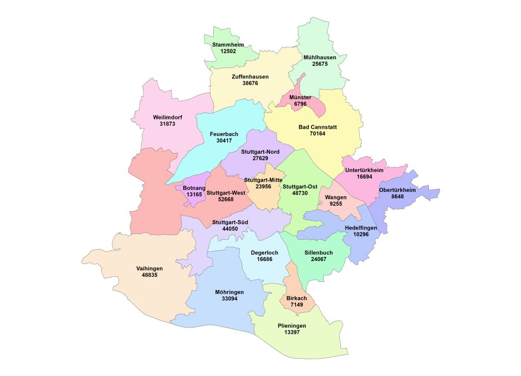 Population in boroughs of Stuttgart in 2025