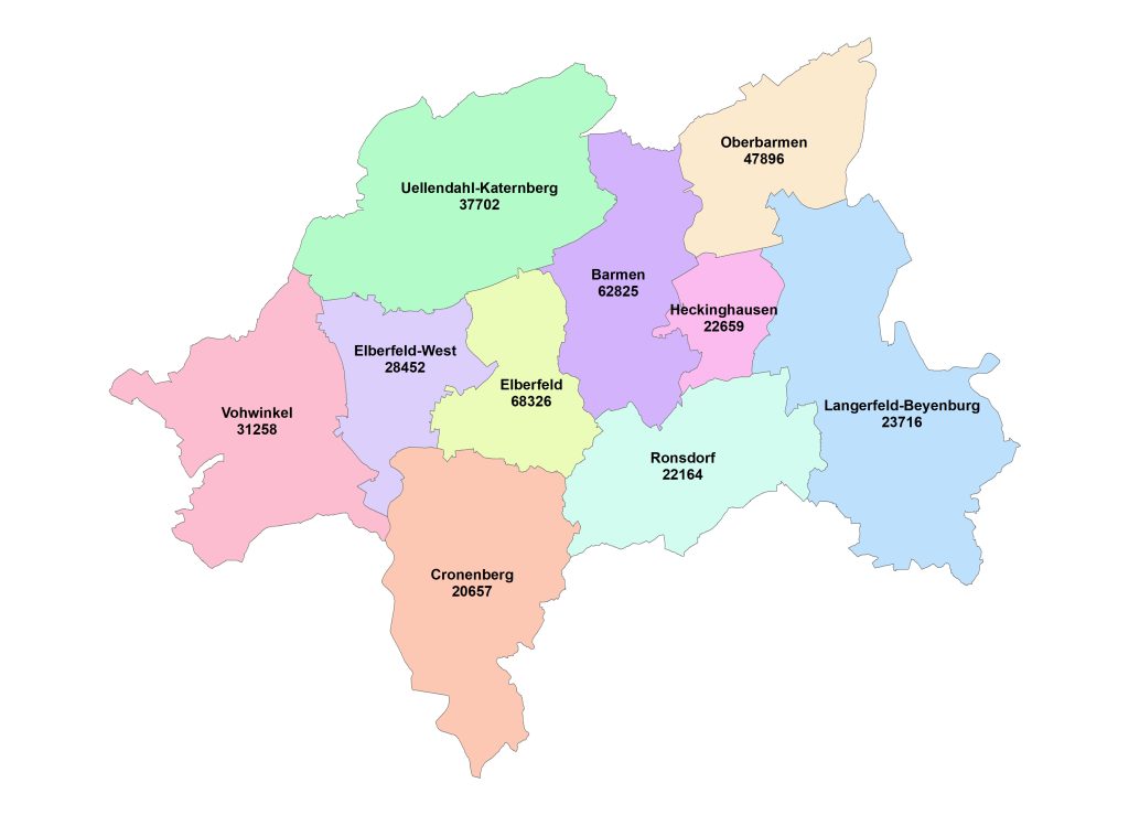 Population in boroughs of Wuppertal